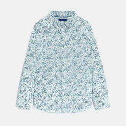 قميص من القطن والكتان بنقشة الزهور، متعدد الألوان، للأولاد